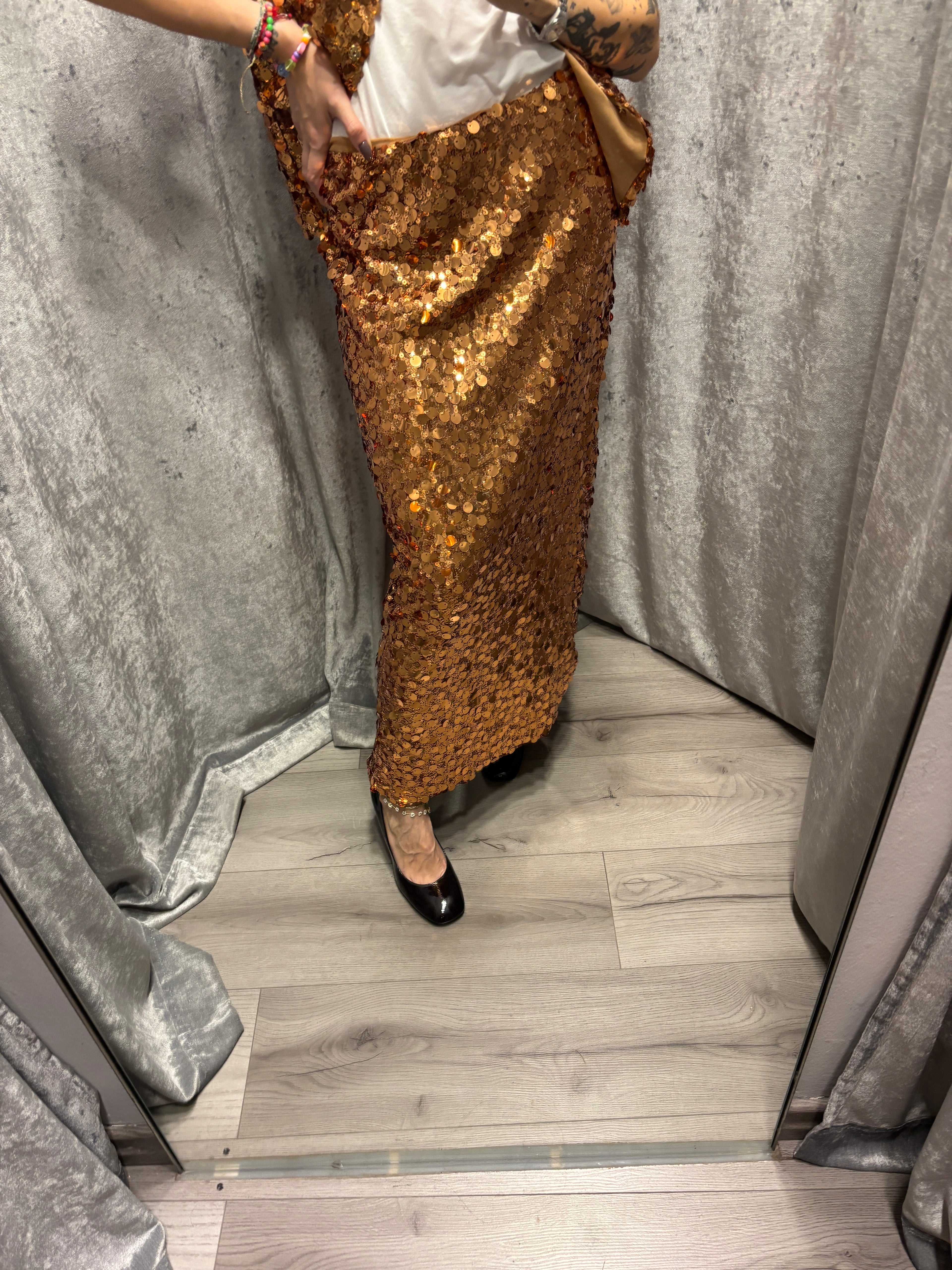 Gonna longuette in paillettes