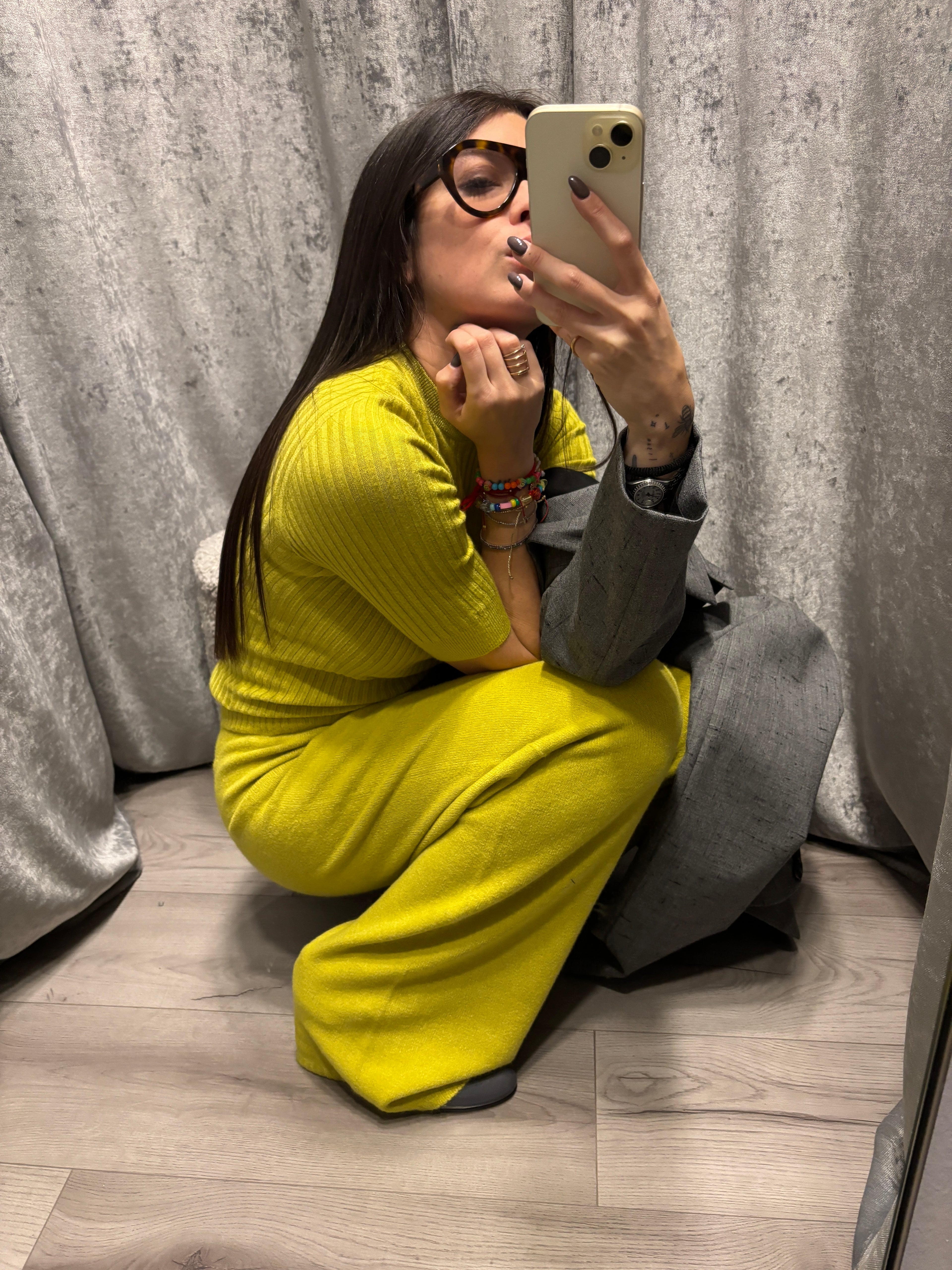 Pantalone in maglia con elastico