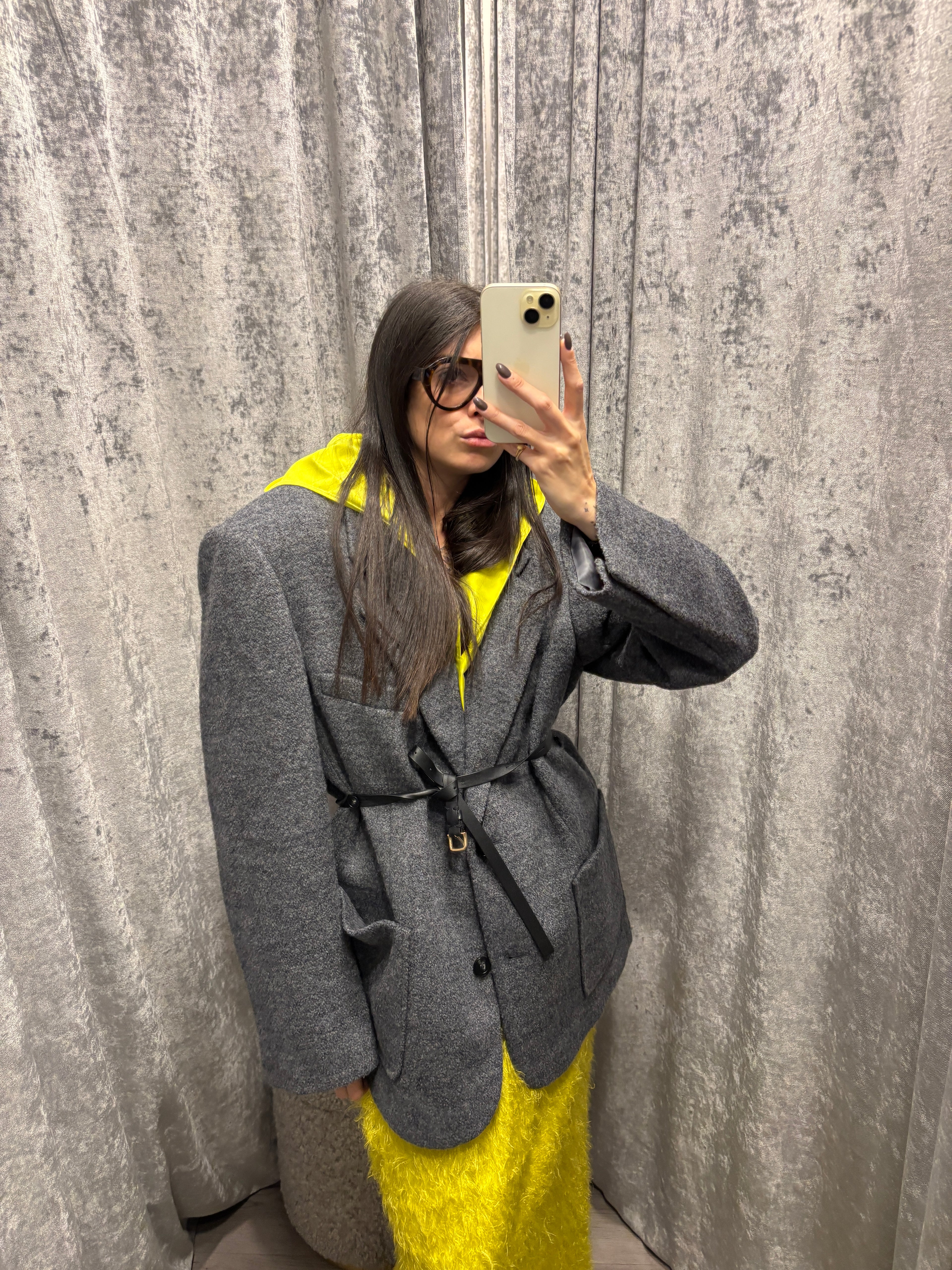 Blazer in panno oversize con cintura