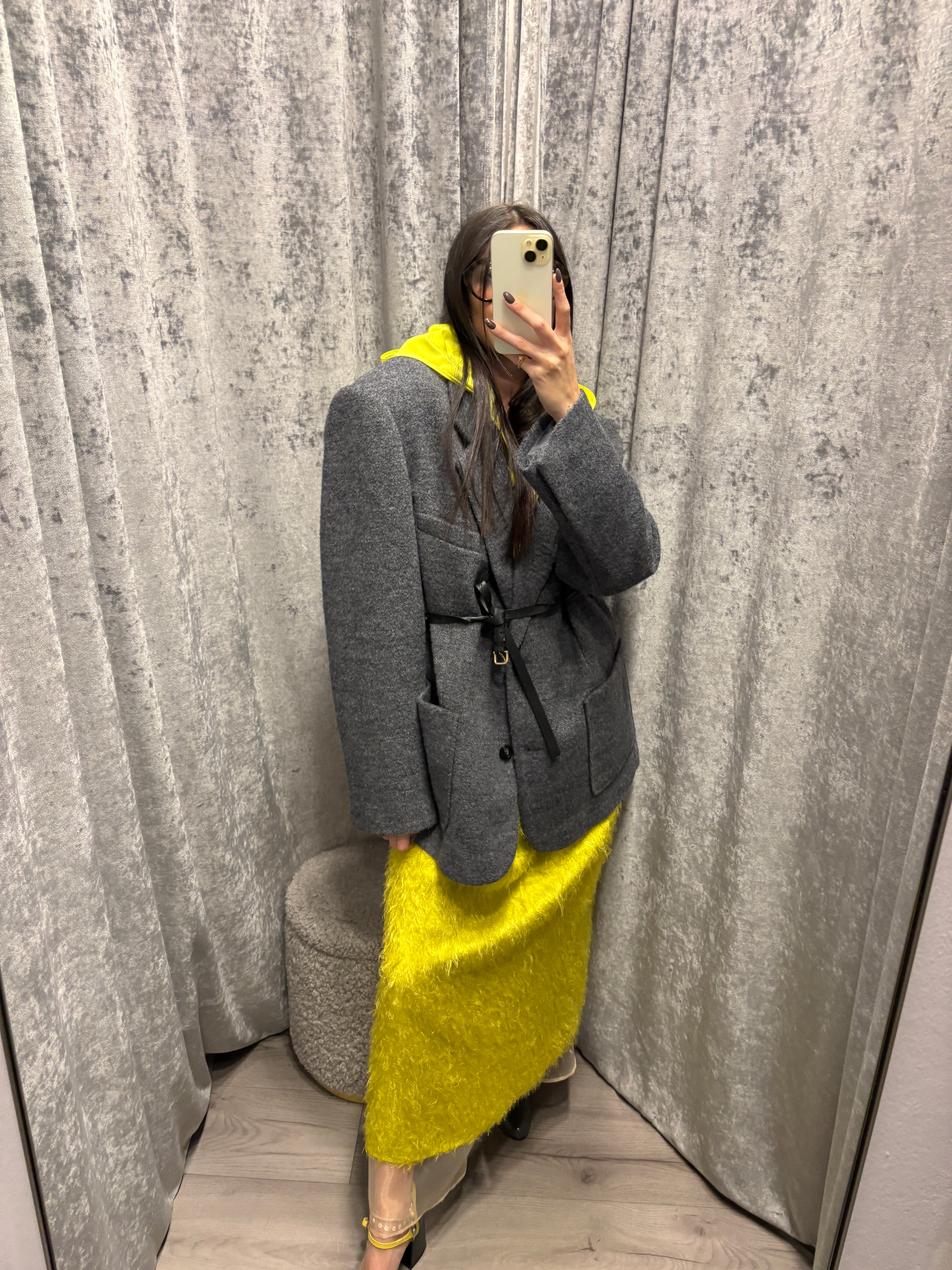 Blazer in panno oversize con cintura