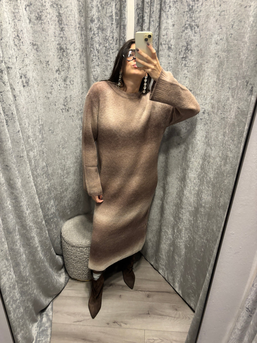 Abito in maglia lungo fantasia