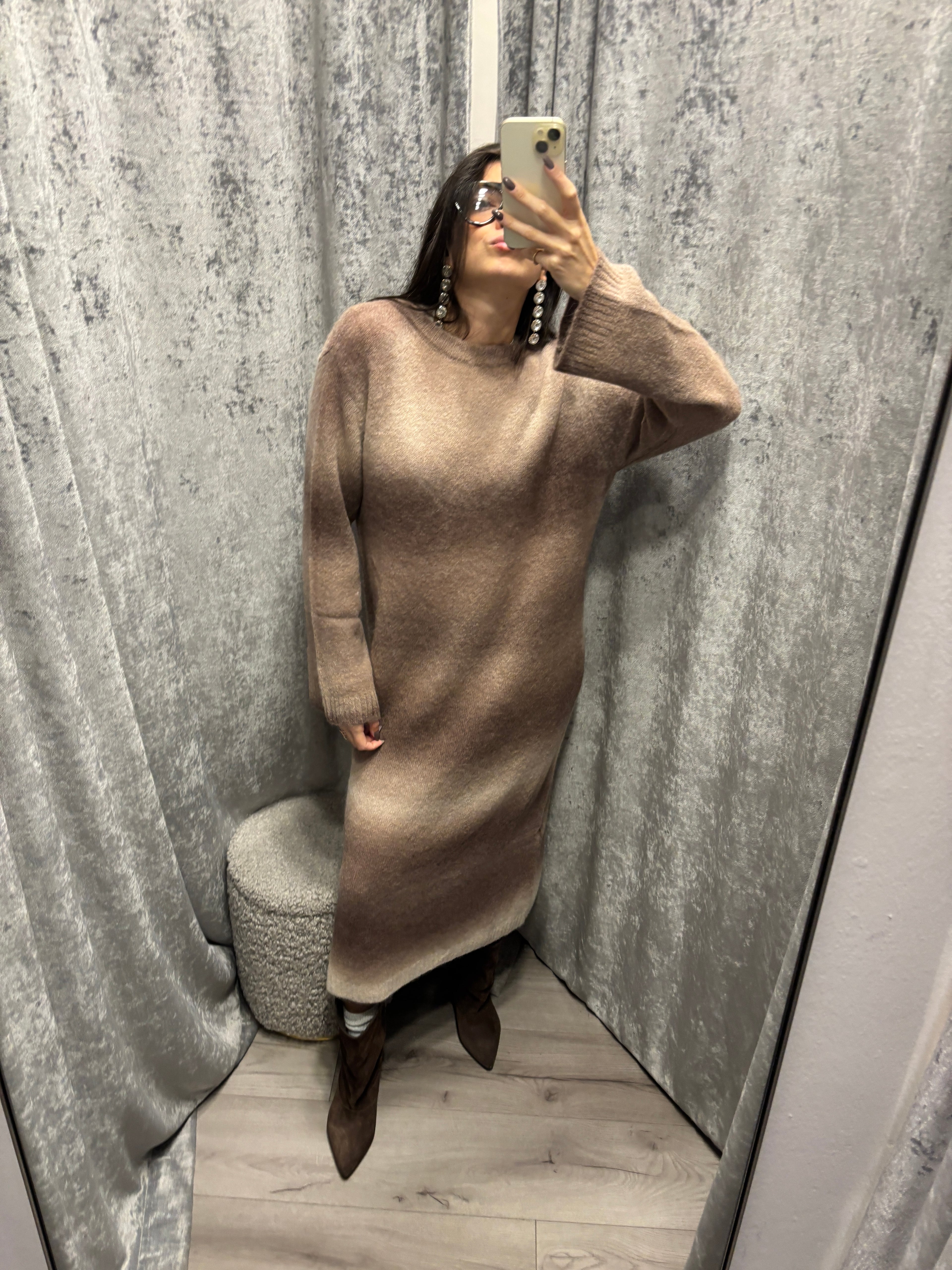 Abito in maglia lungo fantasia