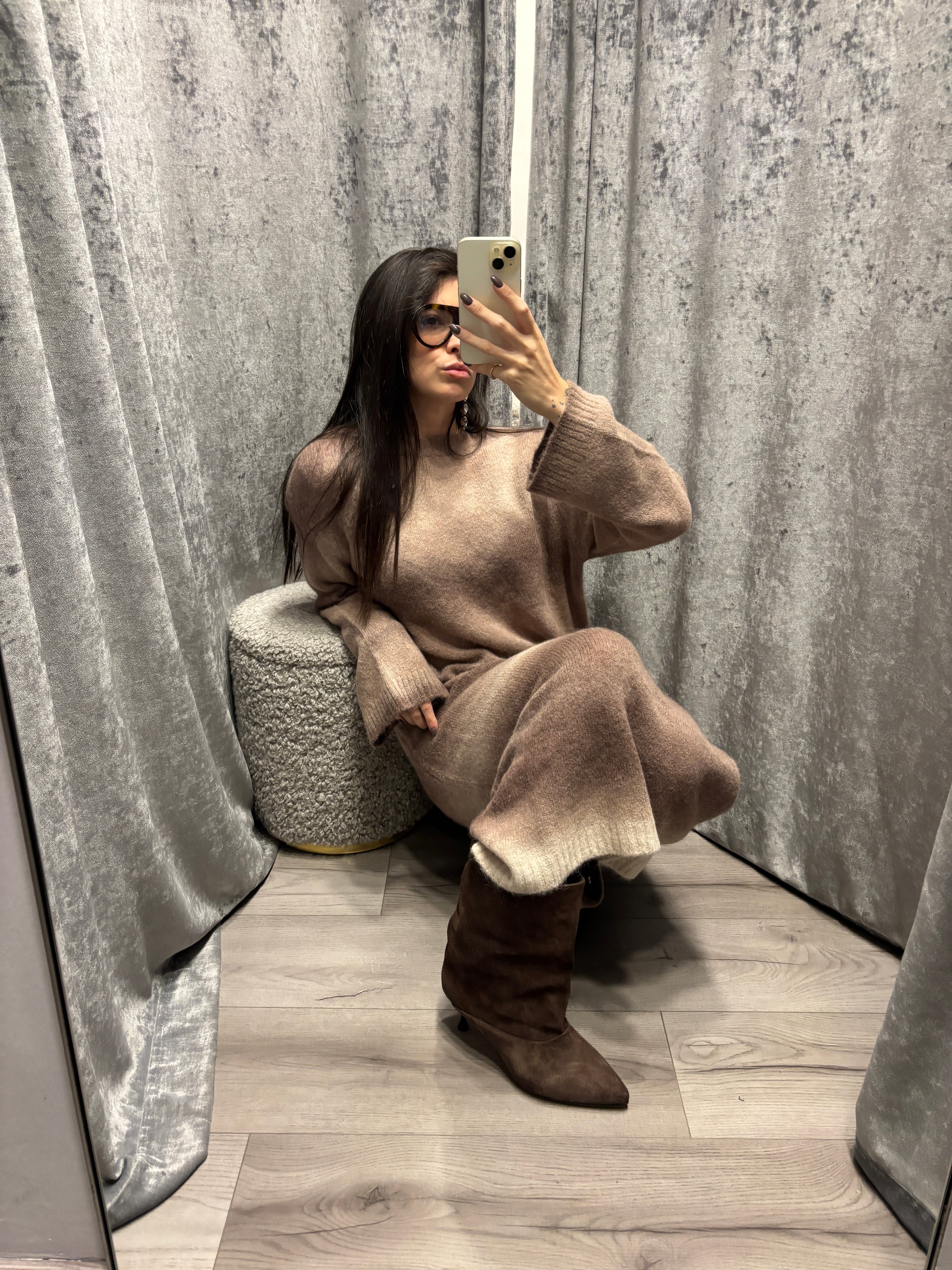 Abito in maglia lungo fantasia