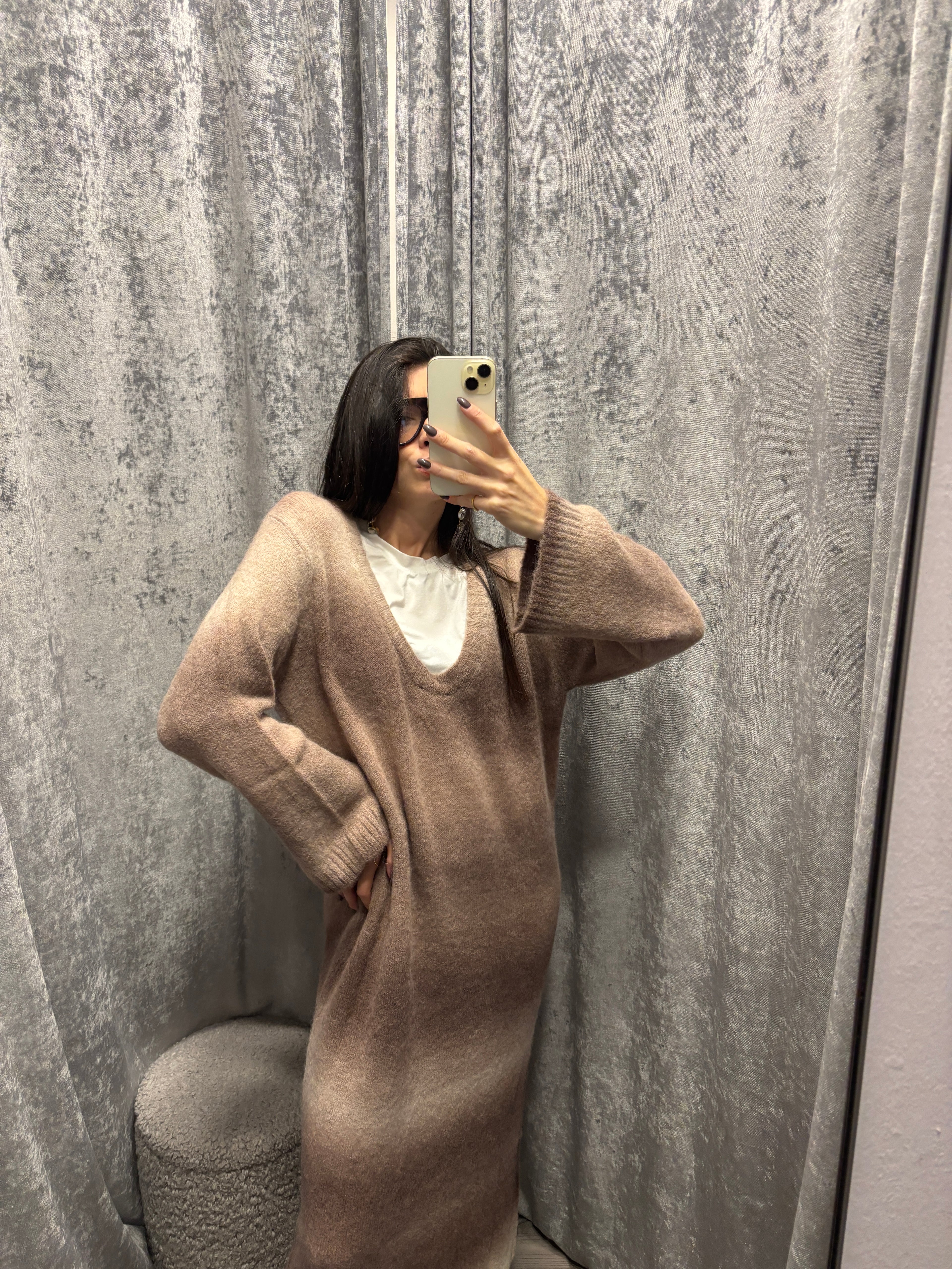 Abito in maglia lungo fantasia