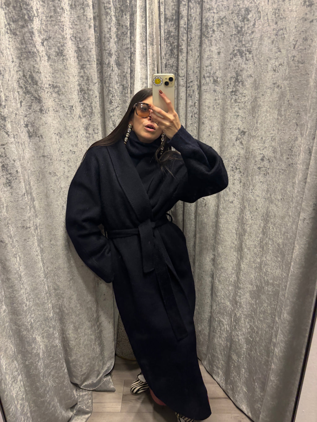 Cappotto sciallato con cintura
