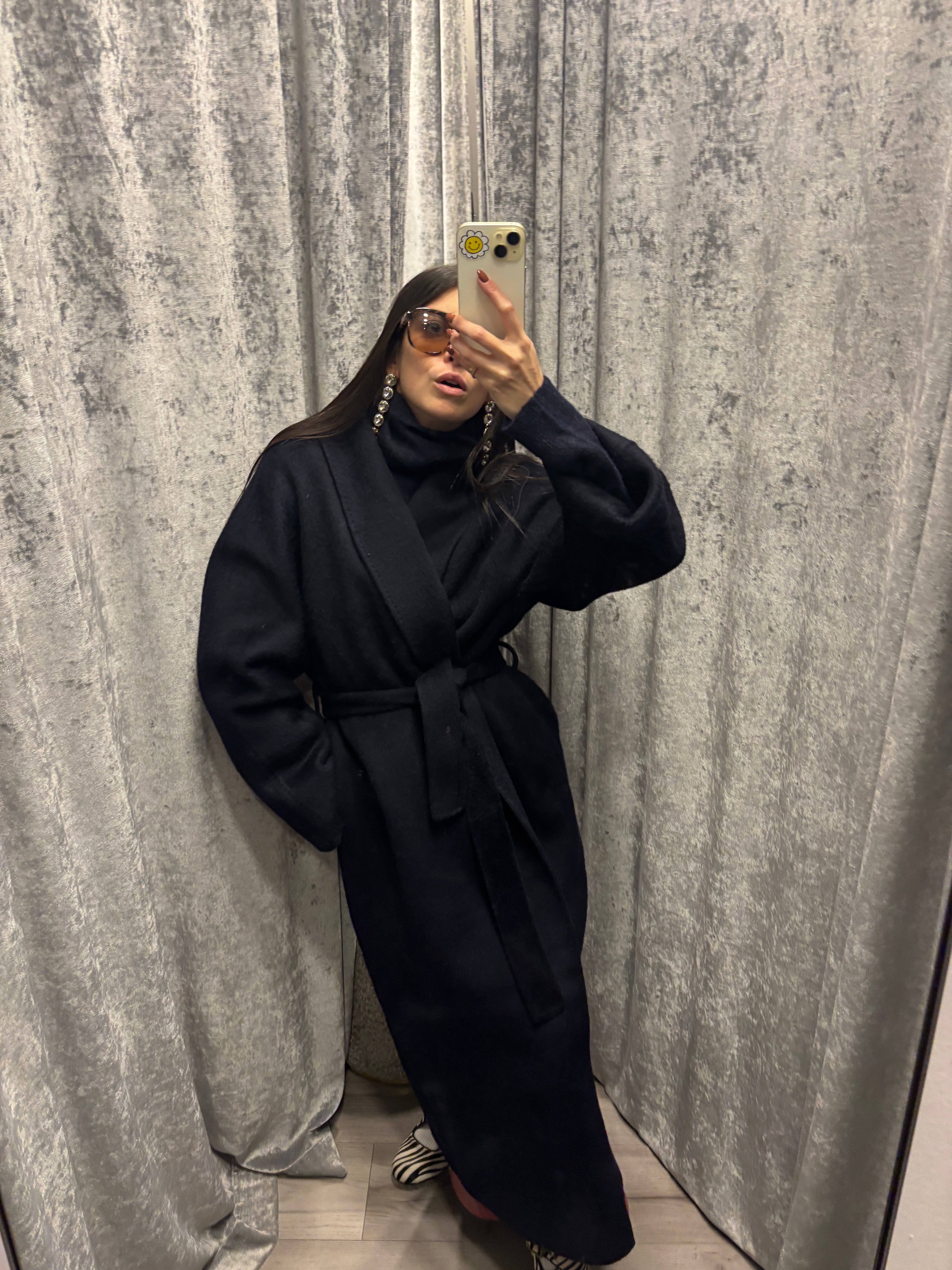 Cappotto sciallato con cintura