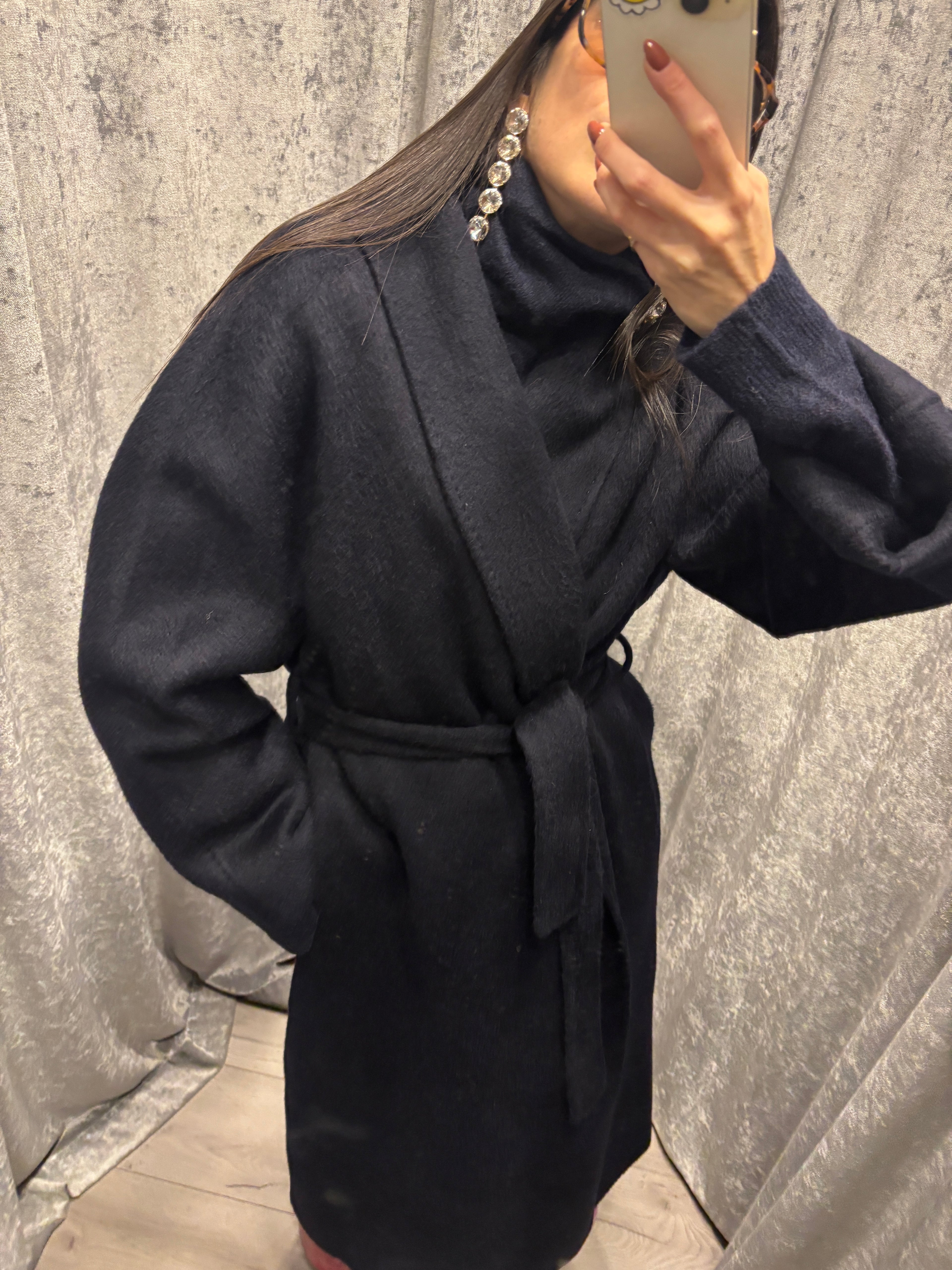 Cappotto sciallato con cintura